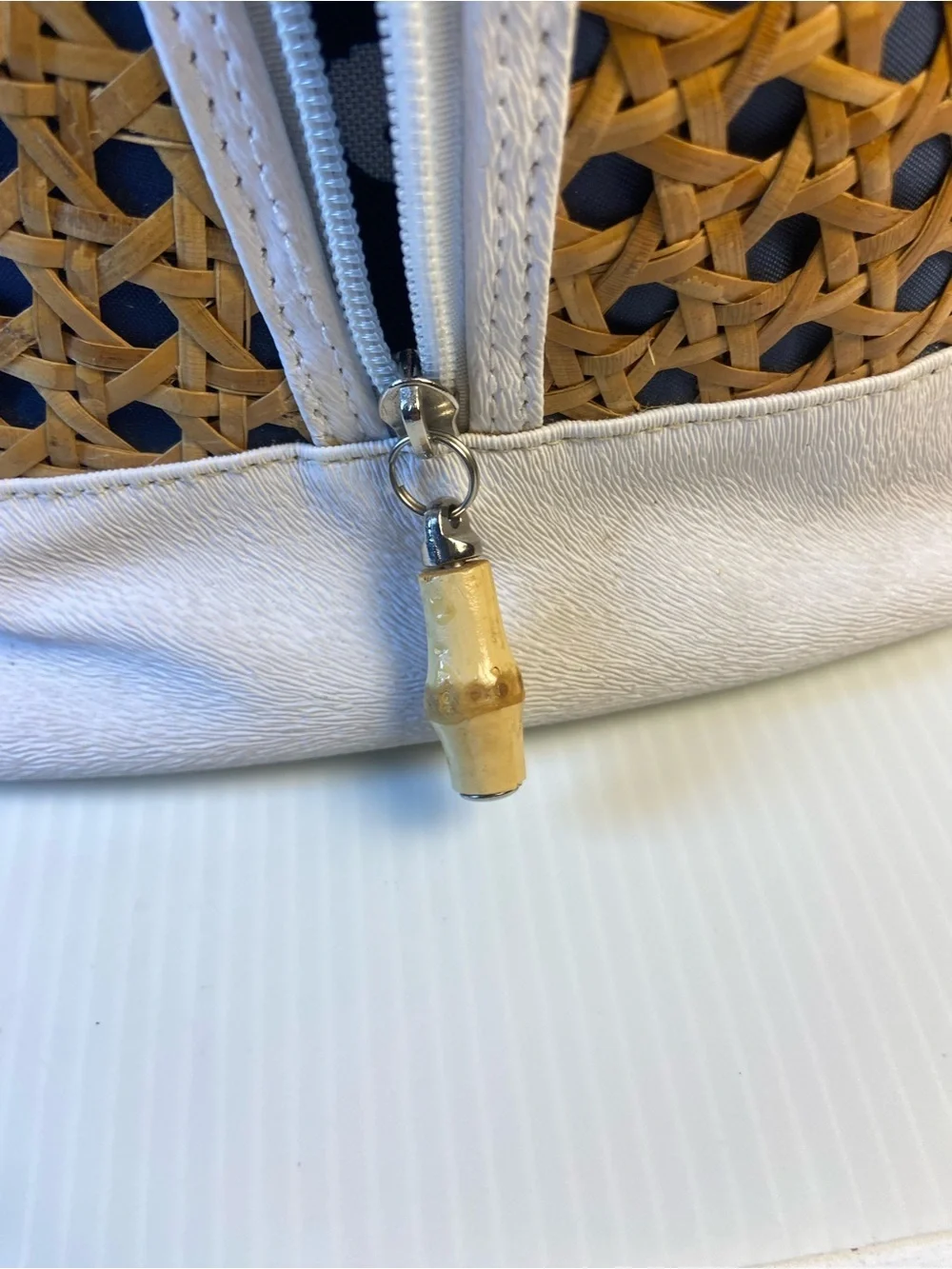 Large Woven Rattan Weekender Tote Coastal Beach Travel Bag Sea Turtle Lining